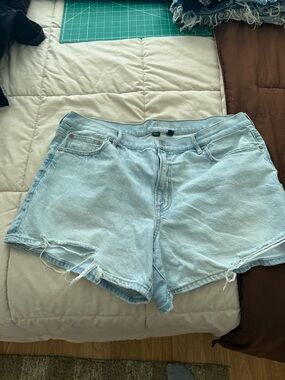 American Eagle Outfitters Light Blue Distressed Denim Shorts